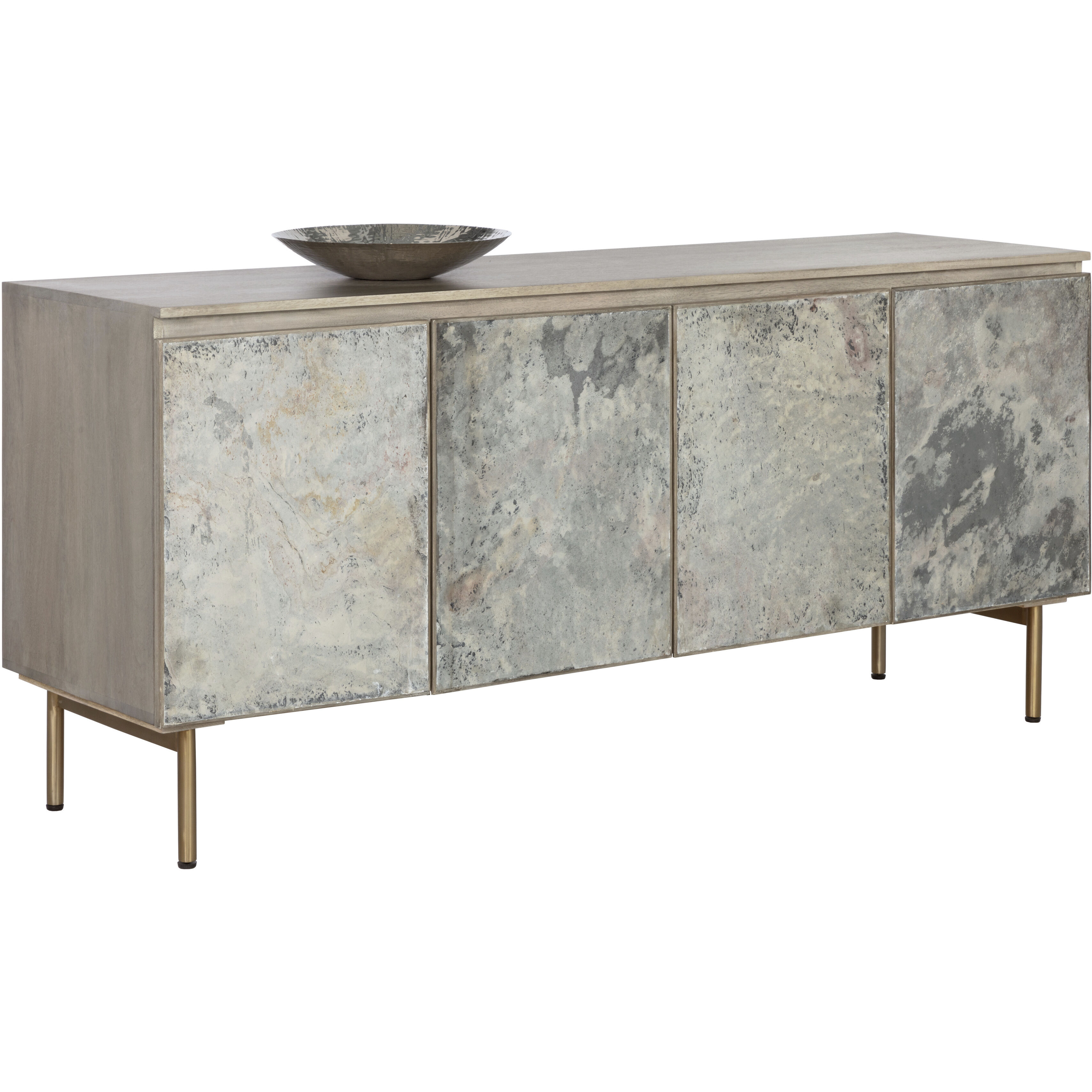Mirabelli 67.5 X 19 inch Light Grey / Brass Sideboard